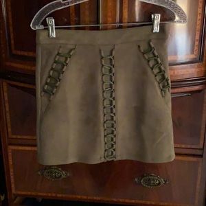 SEEK the Label Olive Suede Miniskirt